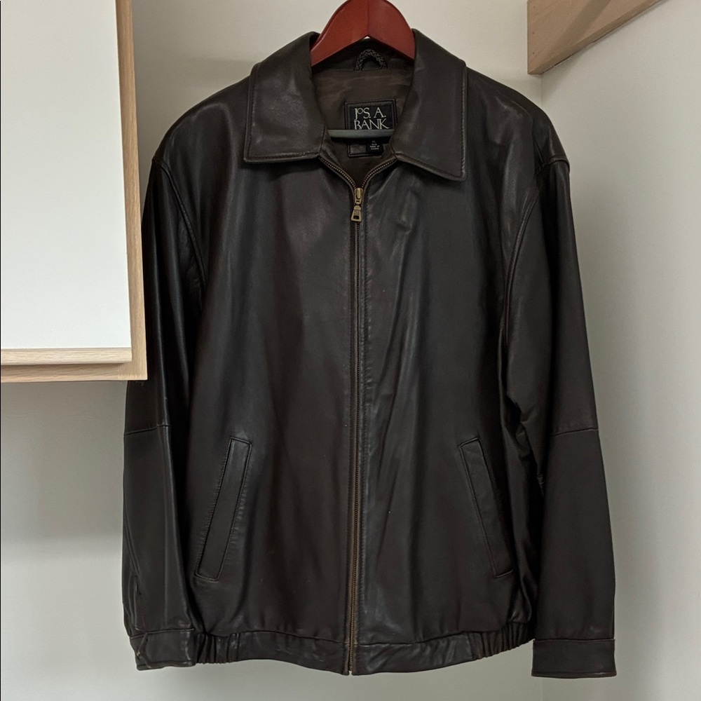 Jos. A. Bank Men's Dark Brown Leather Jacket